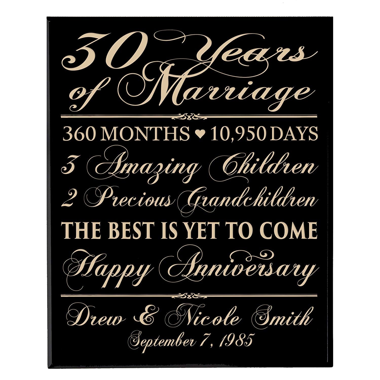 Personalized 30th Anniversary Wall Plaque - The Best Is Yet To Come - LifeSong Milestones
