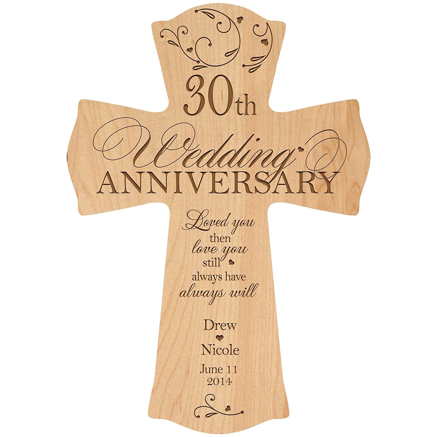 Personalized 30th Wedding Anniversary Engraved Wall Cross - Love You Still - LifeSong Milestones
