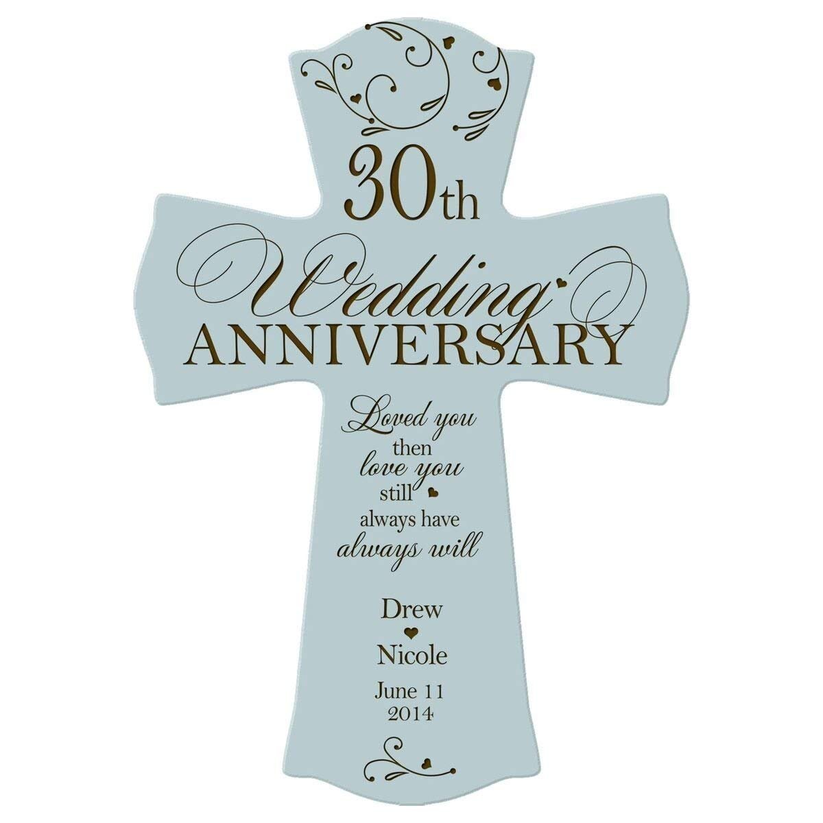 Personalized 30th Wedding Anniversary Engraved Wall Cross - Our Love Story - LifeSong Milestones