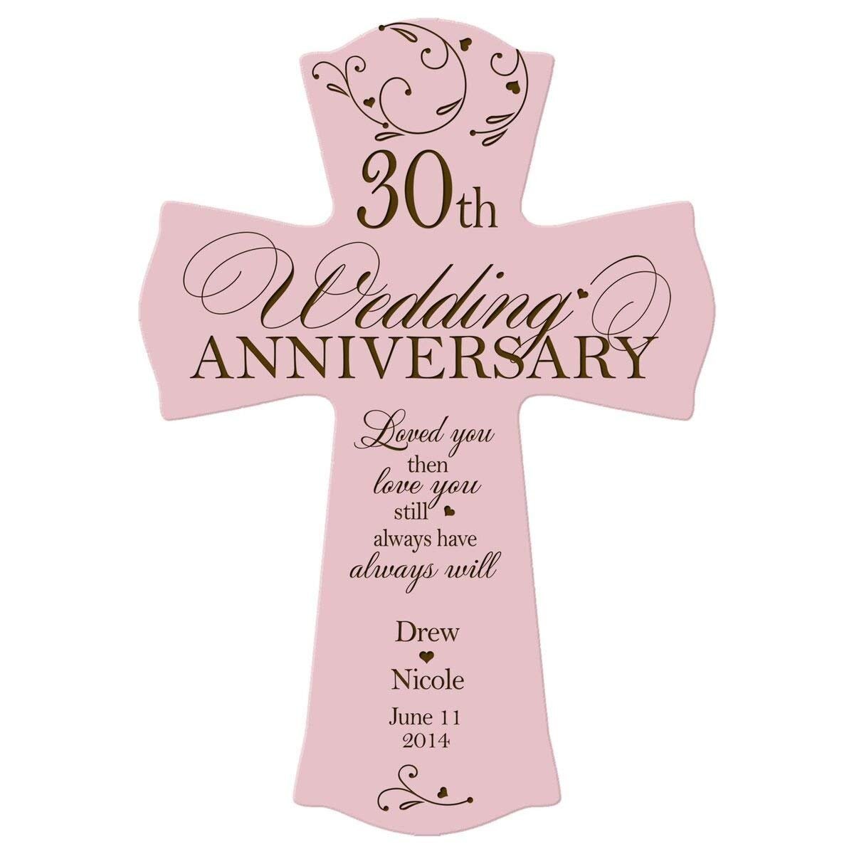 Personalized 30th Wedding Anniversary Engraved Wall Cross - Our Love Story - LifeSong Milestones