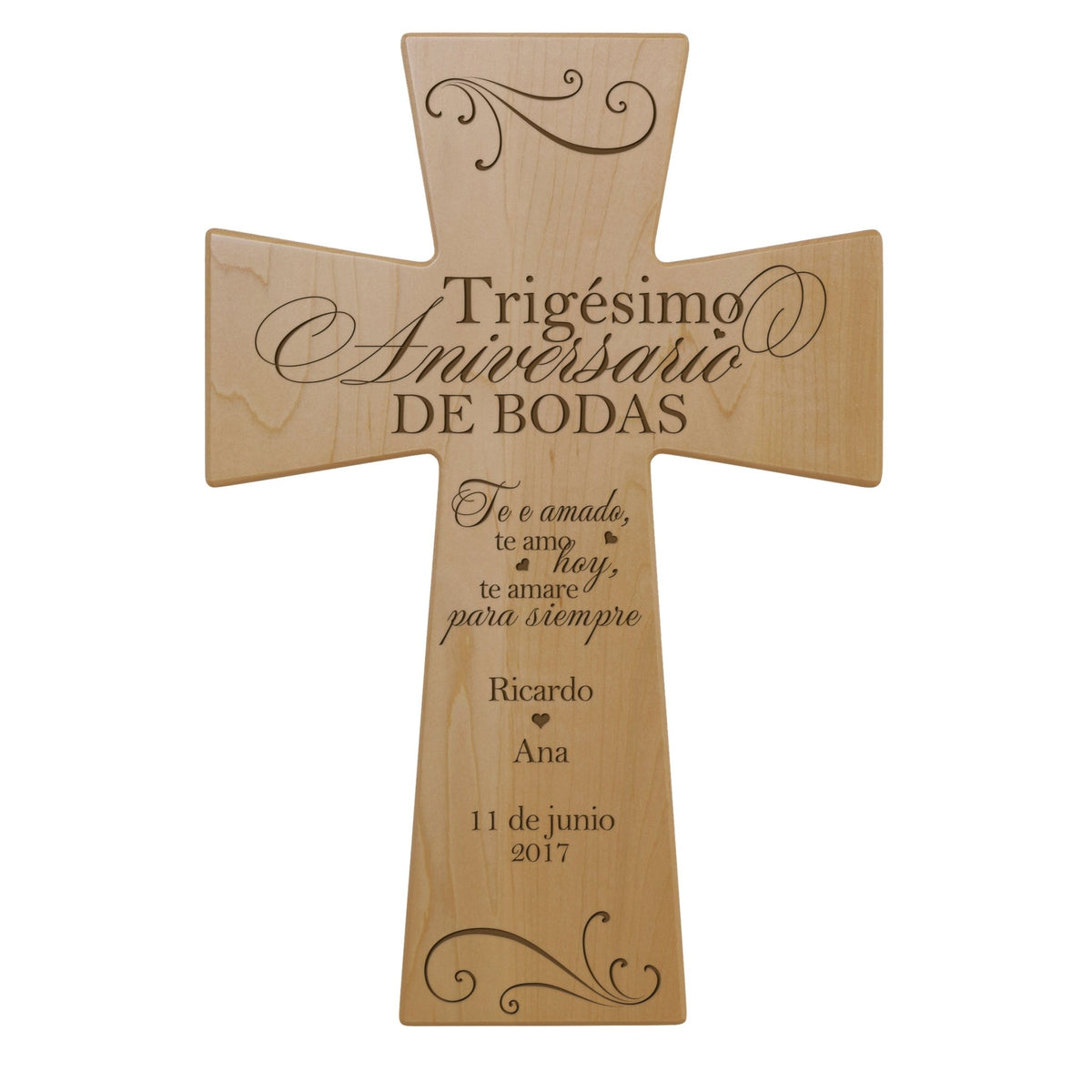 Personalized 30th Wedding Anniversary Spanish Wall Cross - Trigesimo Aniversario - LifeSong Milestones