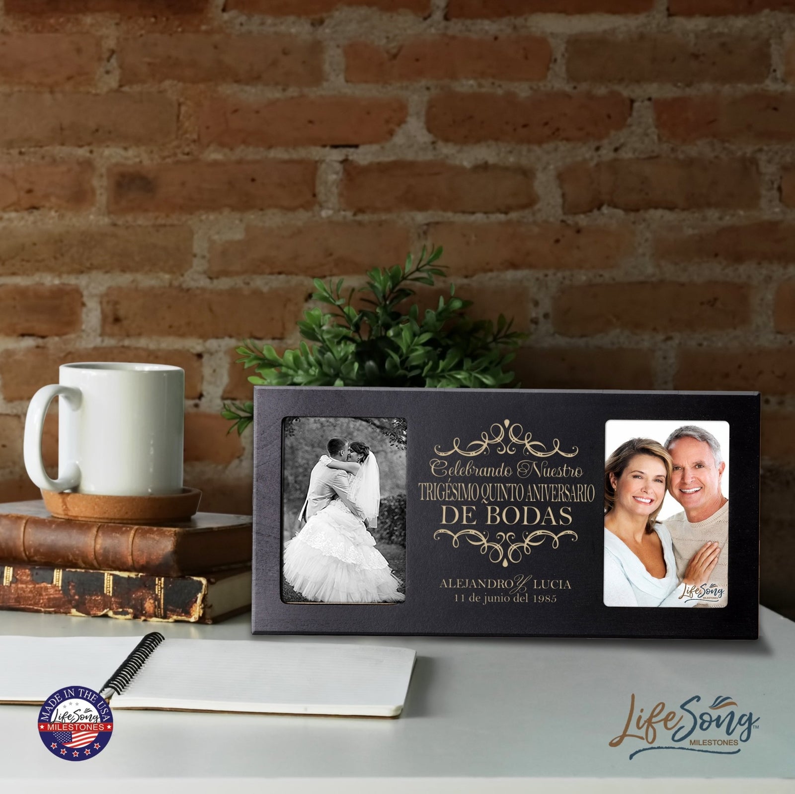 Unique Spanish Picture Frame 35th Wedding Anniversary Home Decor – Personalized Gift for Couples