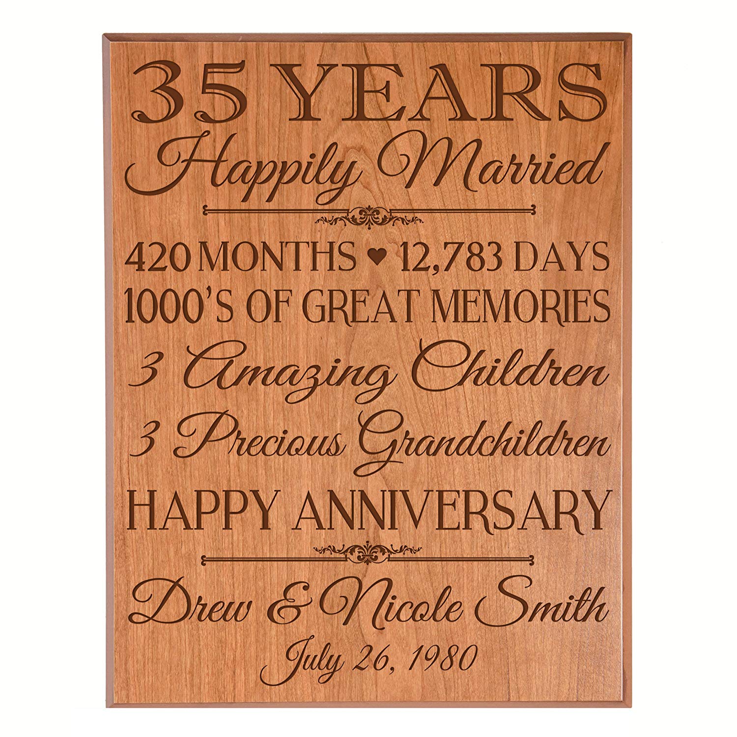 Personalized 35th Anniversary Wall Plaque - Happily Married - LifeSong Milestones