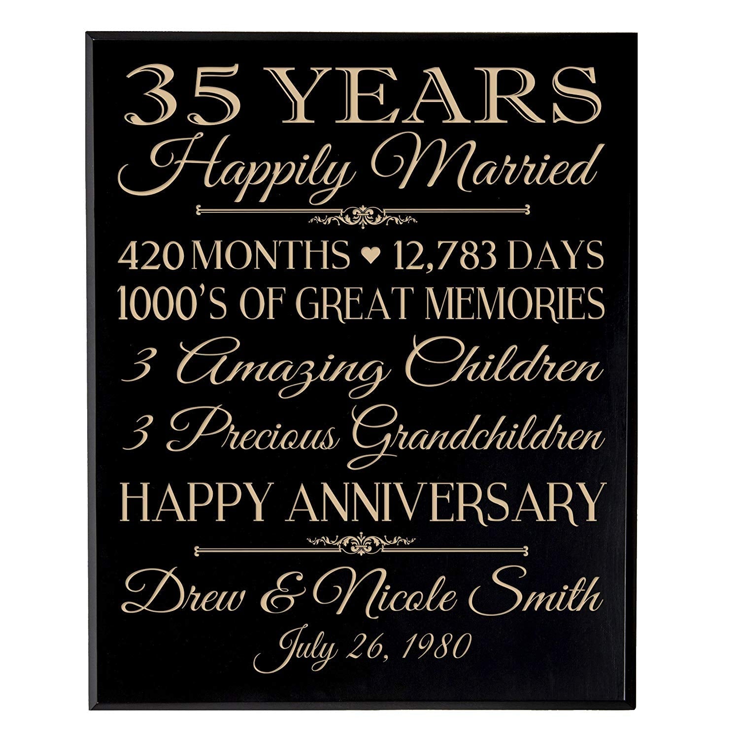 Personalized 35th Anniversary Wall Plaque - Happily Married - LifeSong Milestones