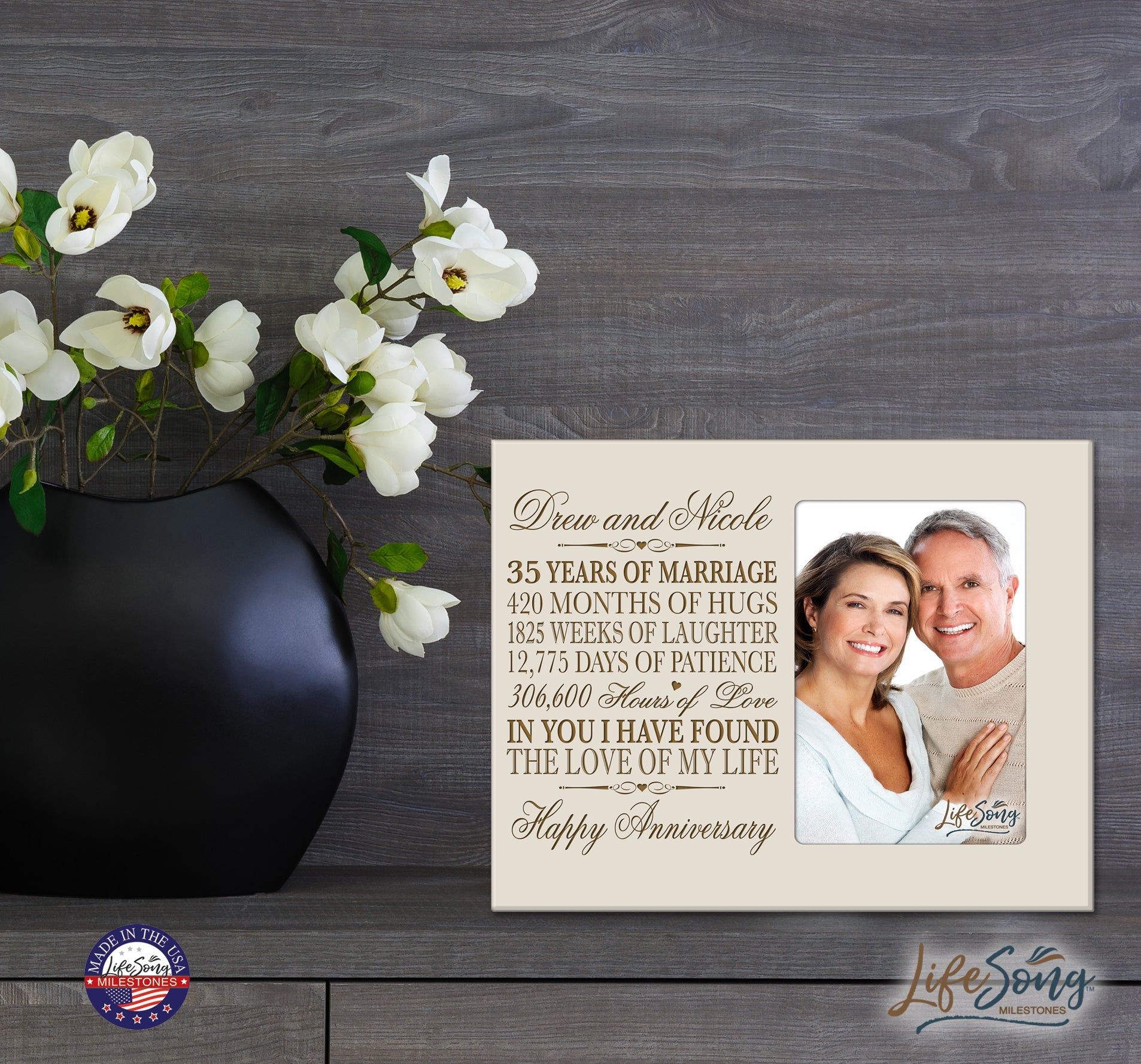 Unique Picture Frame 35th Wedding Anniversary Home Decor – Personalized Gift for Couples