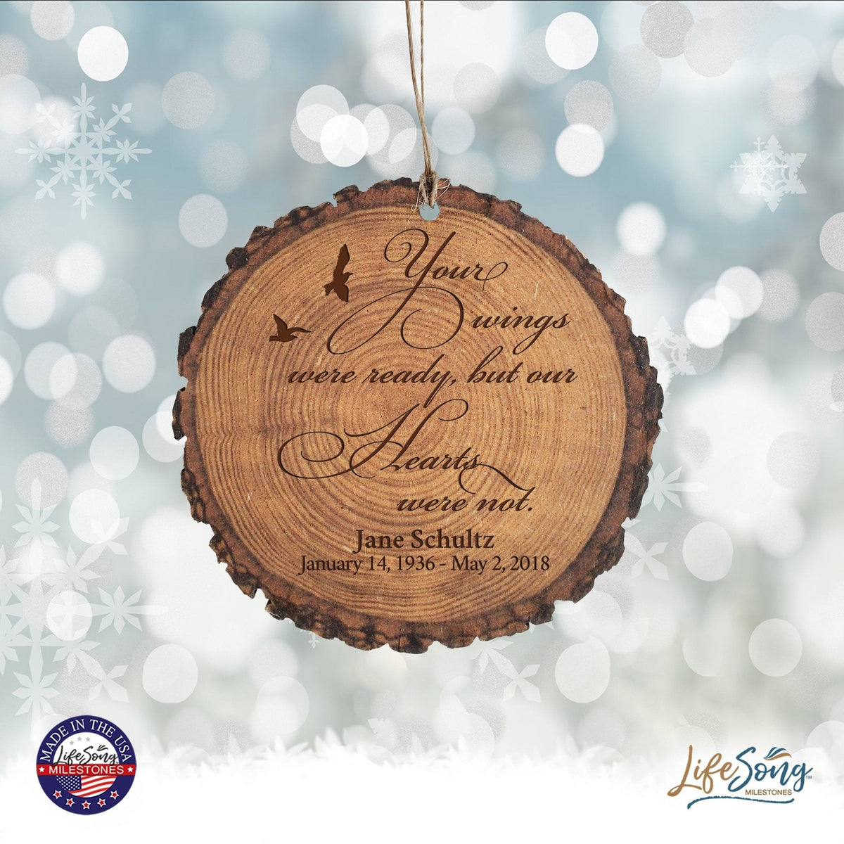 Personalized 3.75” Round Barky Hanging Memorial Ornament For Loss of Loved One - LifeSong Milestones