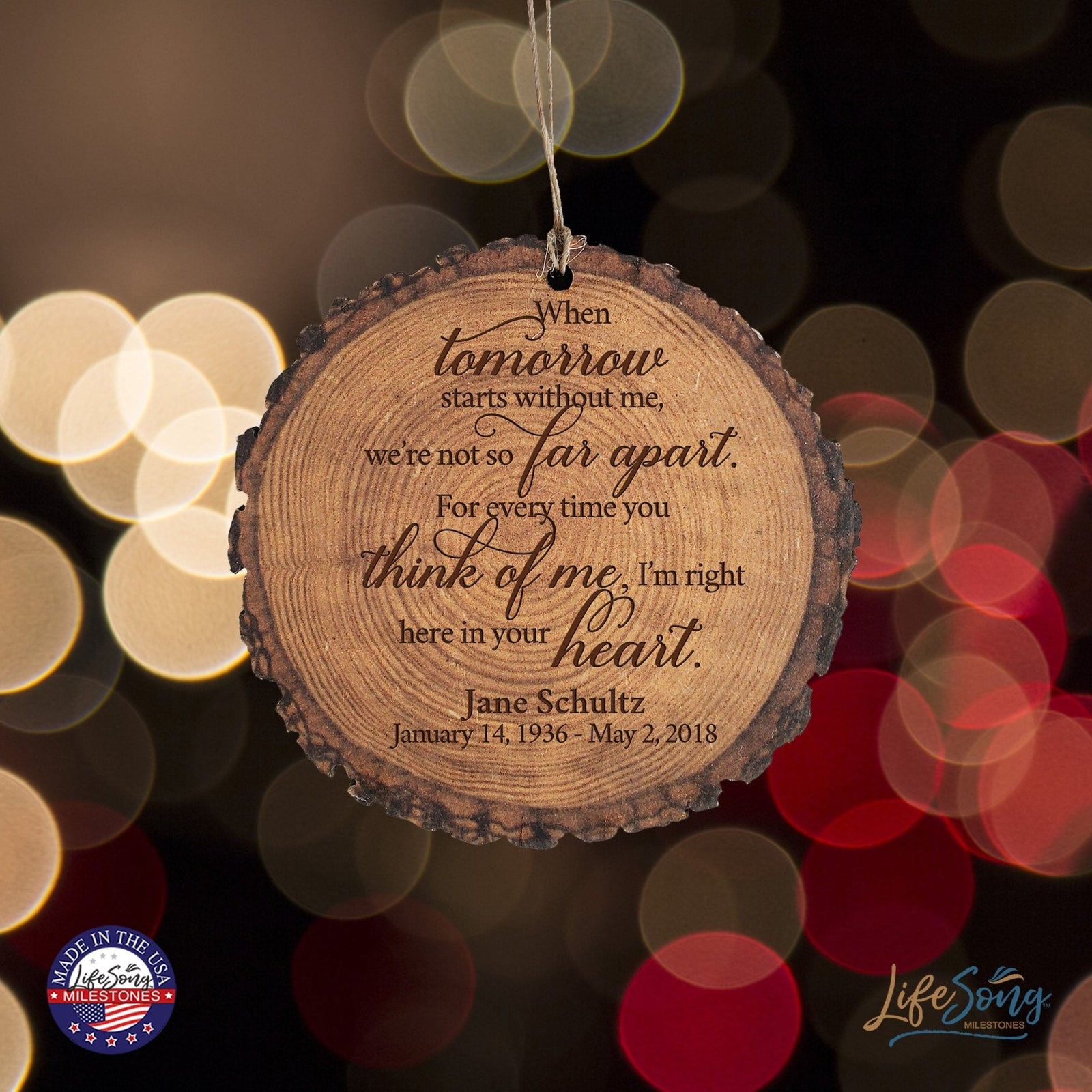 Personalized 3.75” Round Barky Hanging Memorial Ornament For Loss of Loved One - LifeSong Milestones