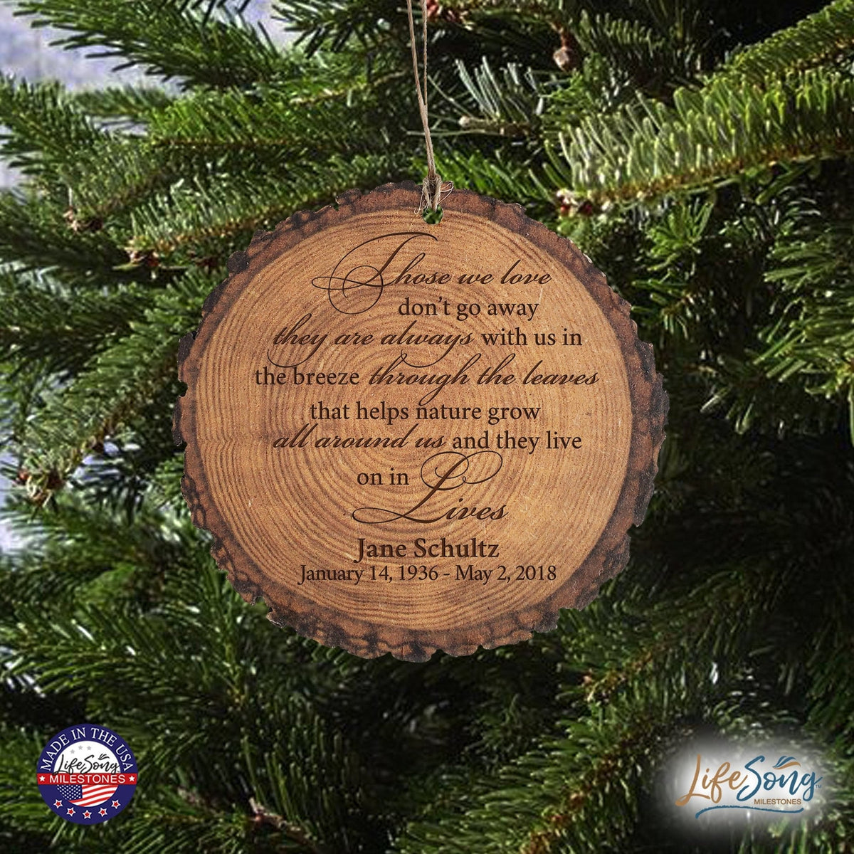 Personalized 3.75” Round Barky Hanging Memorial Ornament For Loss of Loved One - LifeSong Milestones