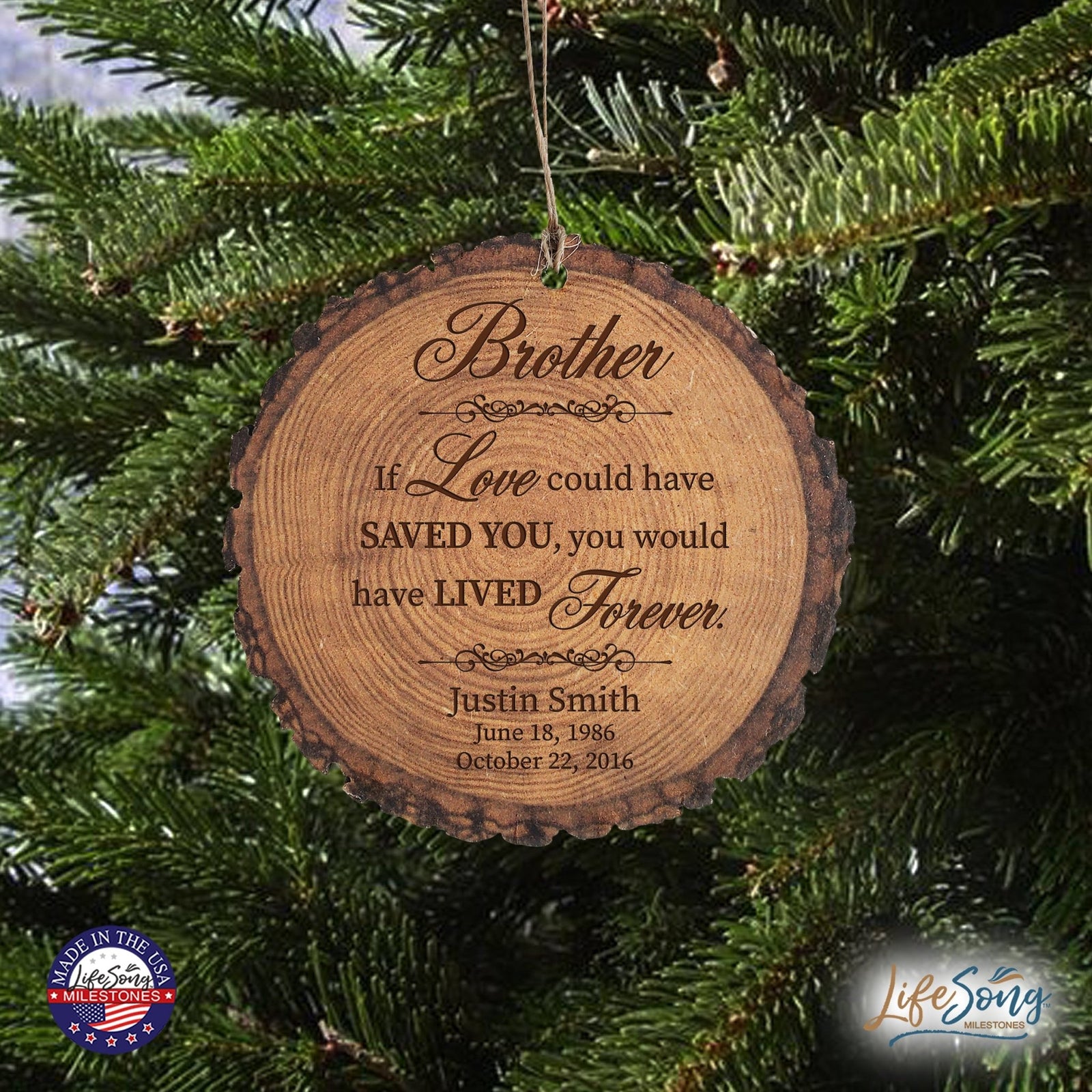 Personalized 3.75” Round Barky Hanging Memorial Ornament For Loss of Loved One - LifeSong Milestones