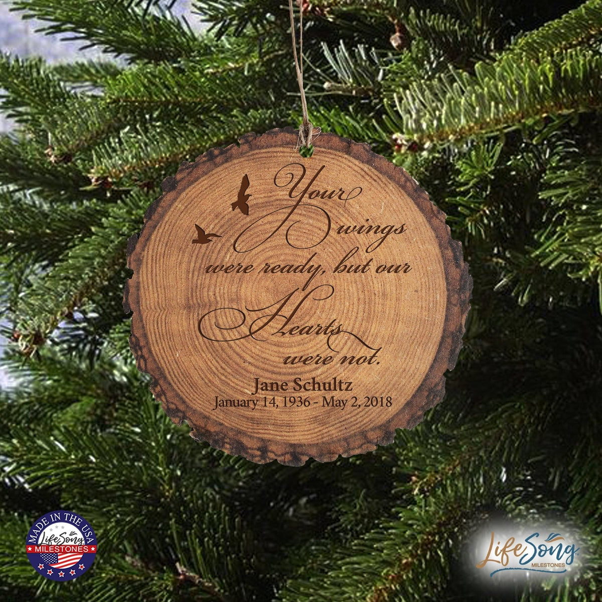 Personalized 3.75” Round Barky Hanging Memorial Ornament For Loss of Loved One - LifeSong Milestones
