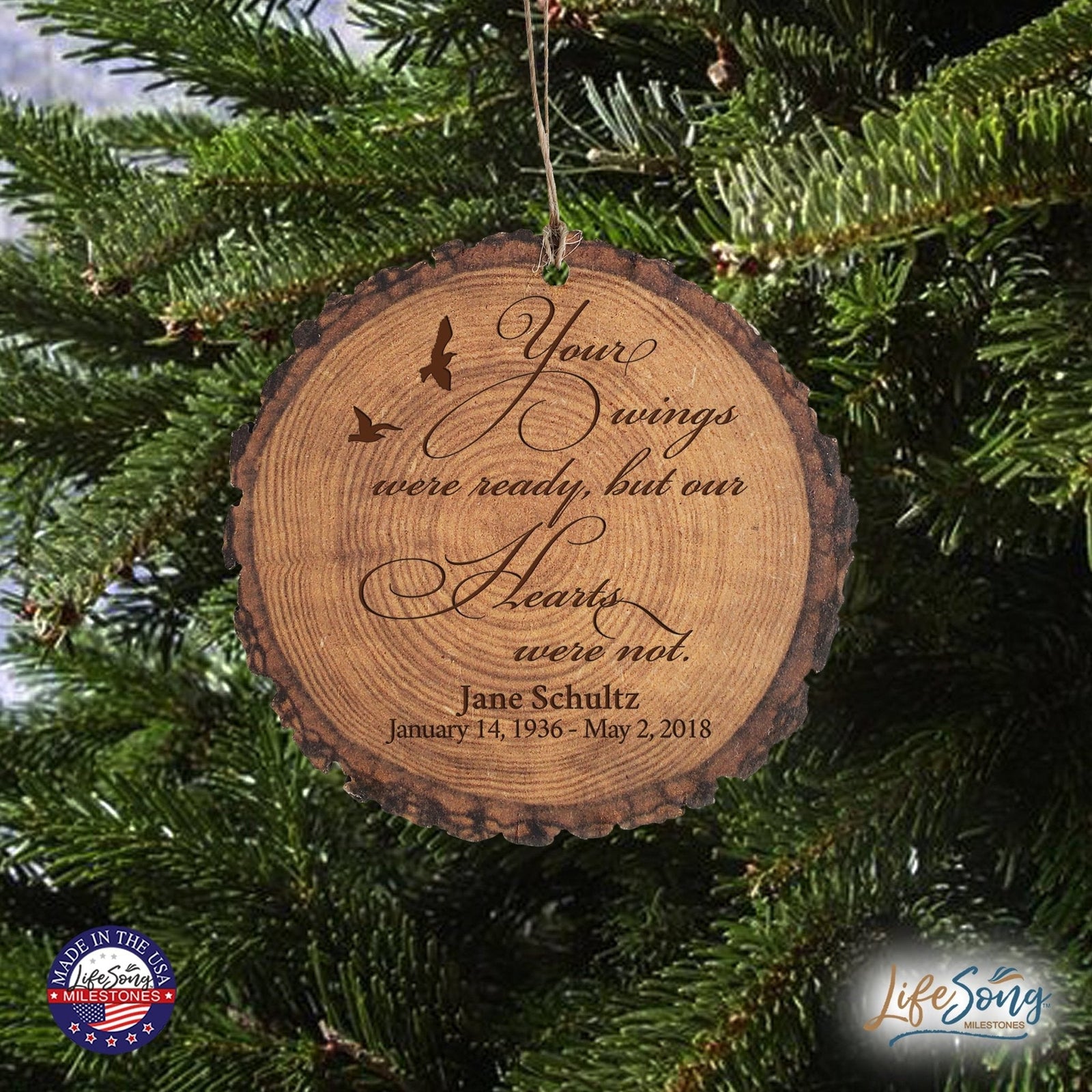 Personalized 3.75” Round Barky Hanging Memorial Ornament For Loss of Loved One - LifeSong Milestones