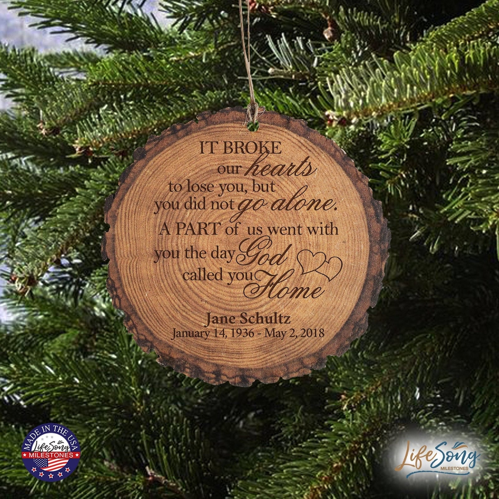 Personalized 3.75” Round Barky Hanging Memorial Ornament For Loss of Loved One - LifeSong Milestones
