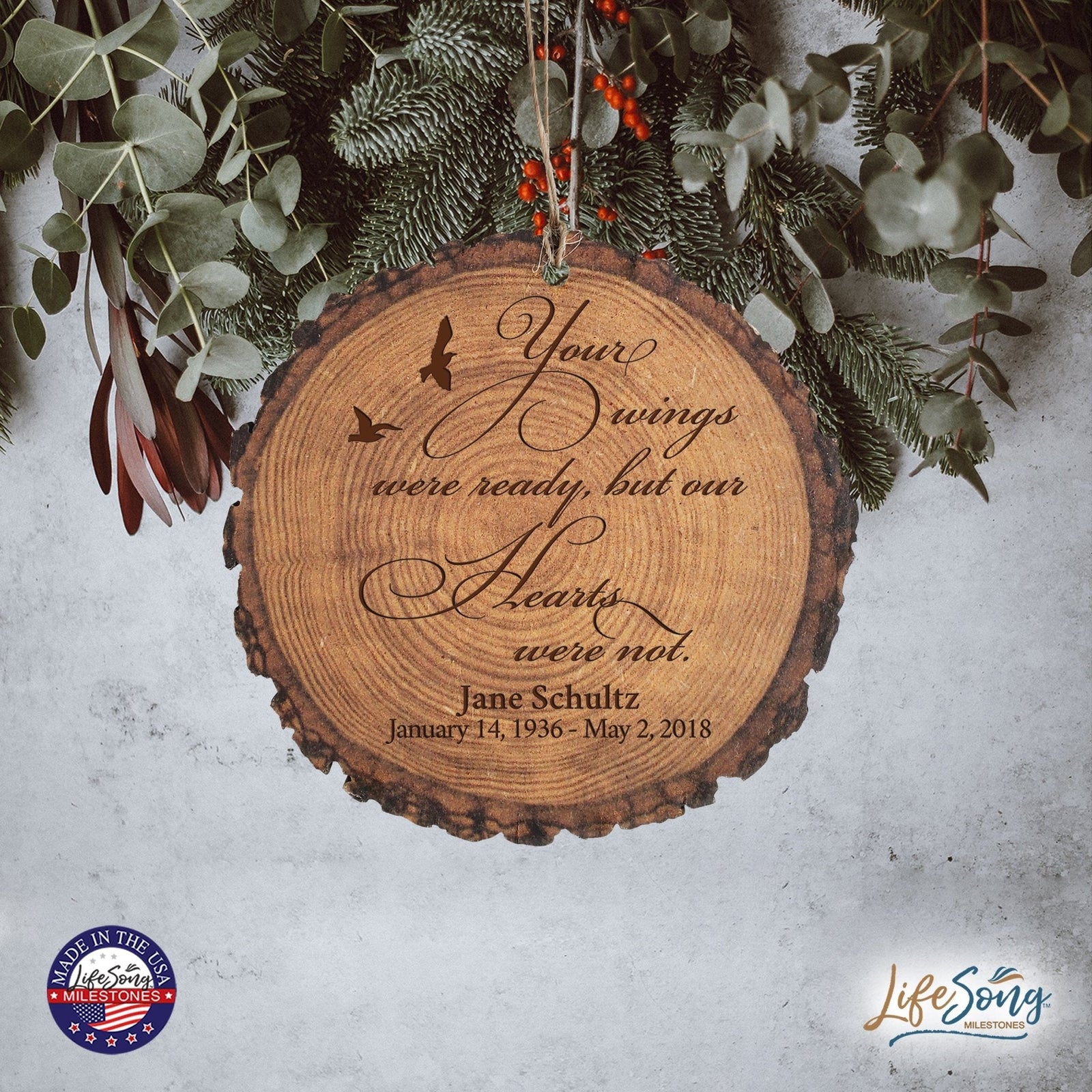 Personalized 3.75” Round Barky Hanging Memorial Ornament For Loss of Loved One - LifeSong Milestones