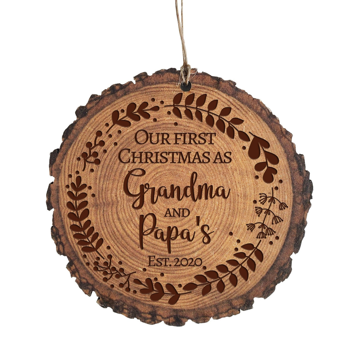 Personalized 3.75in Christmas Barky Ornament for Grandparents - Our First Christmas - LifeSong Milestones