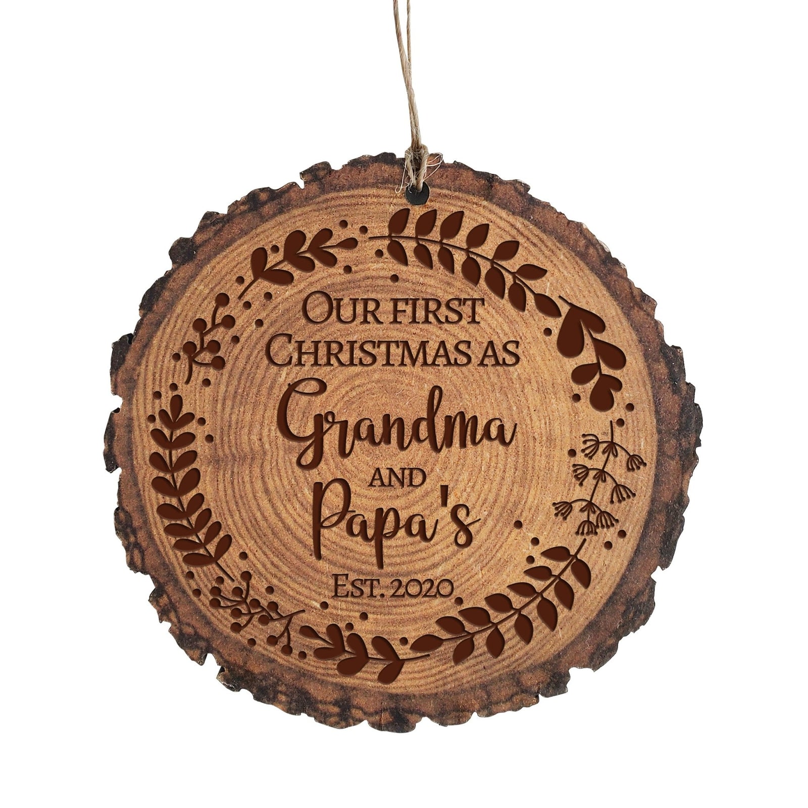 Personalized 3.75in Christmas Barky Ornament for Grandparents - Our First Christmas - LifeSong Milestones