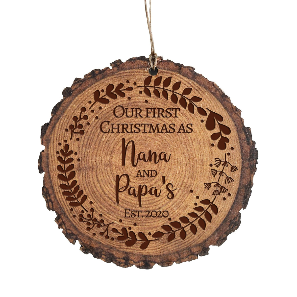 Personalized 3.75in Christmas Barky Ornament for Grandparents - Our First Christmas - LifeSong Milestones