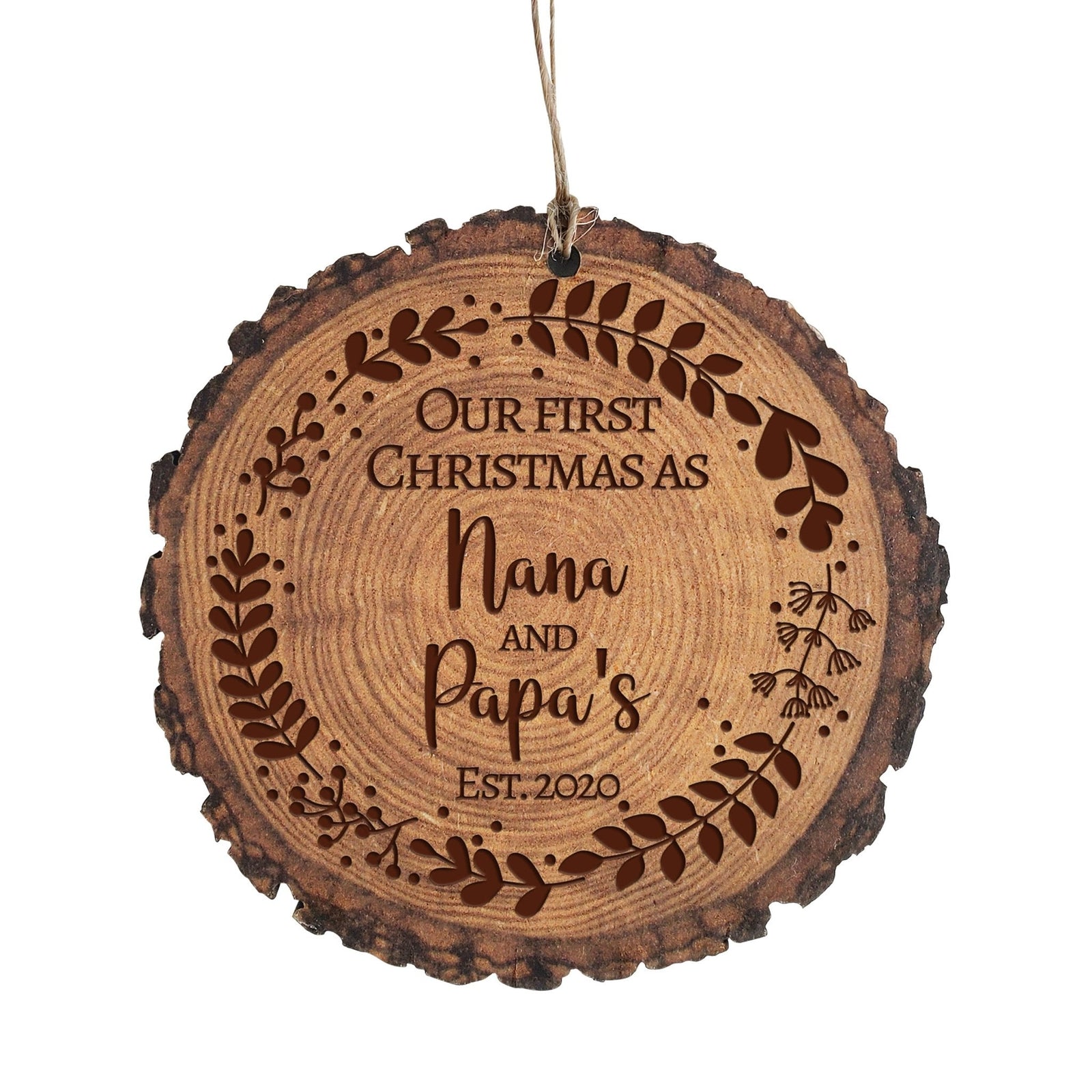 Personalized 3.75in Christmas Barky Ornament for Grandparents - Our First Christmas - LifeSong Milestones