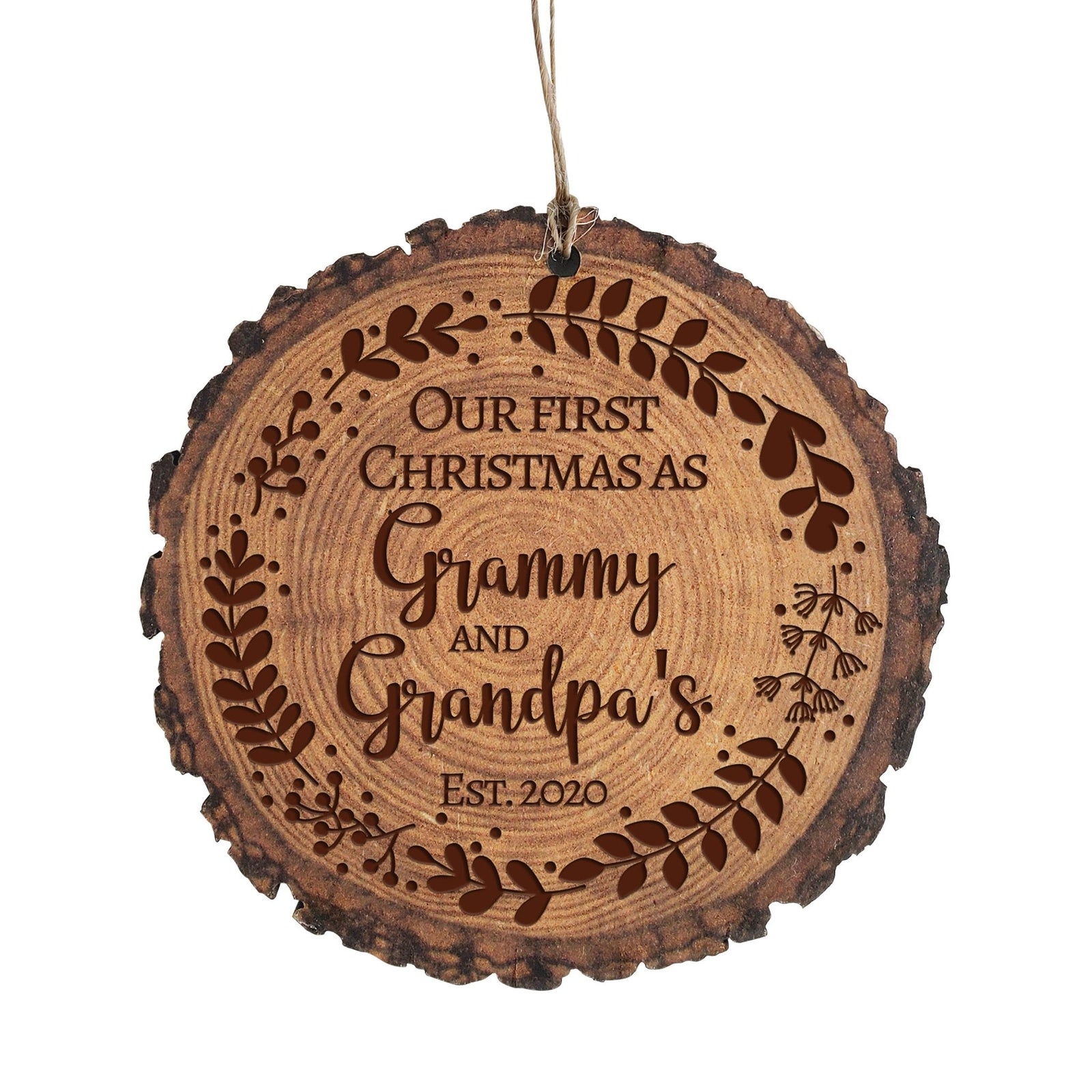 Personalized 3.75in Christmas Barky Ornament for Grandparents - Our First Christmas - LifeSong Milestones