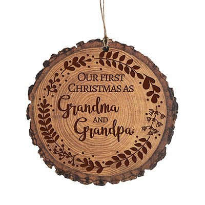 Personalized 3.75in Christmas Barky Ornament for Grandparents - Our First Christmas - LifeSong Milestones