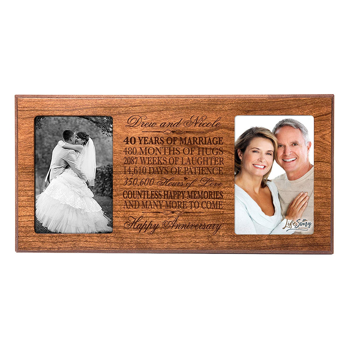 Personalized 40th Anniversary Double Photo Frame - Happy Anniversary - LifeSong Milestones