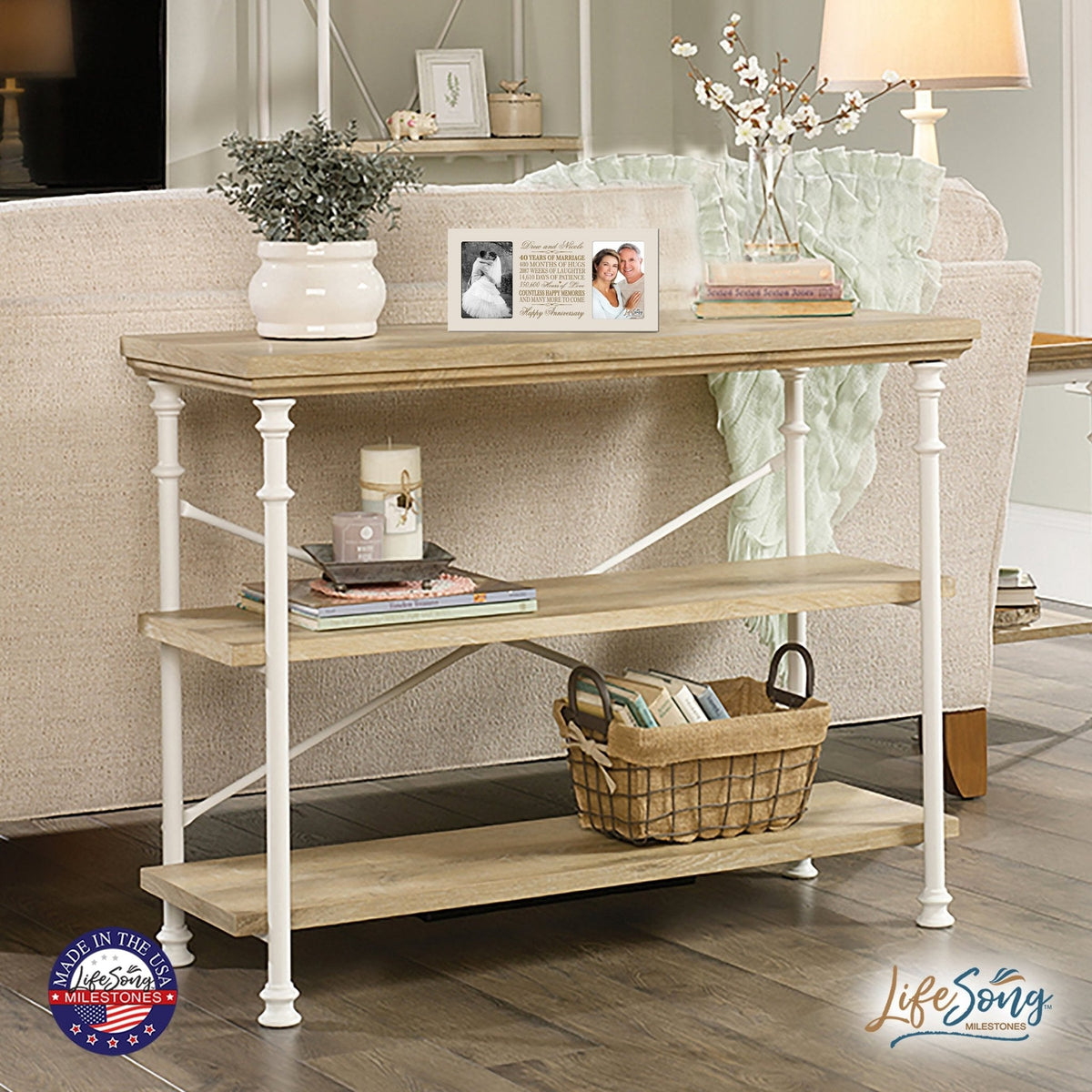 Personalized 40th Anniversary Double Photo Frame - Happy Anniversary - LifeSong Milestones