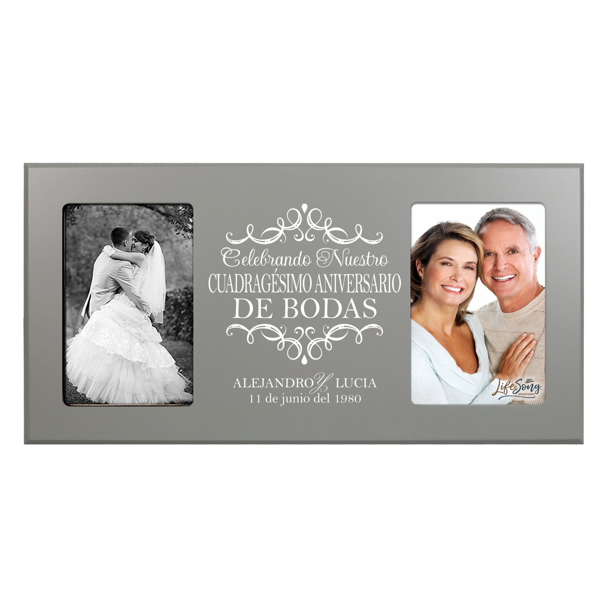 Unique Spanish Picture Frame 40th Wedding Anniversary Home Decor – Personalized 40 year Gift for Couples