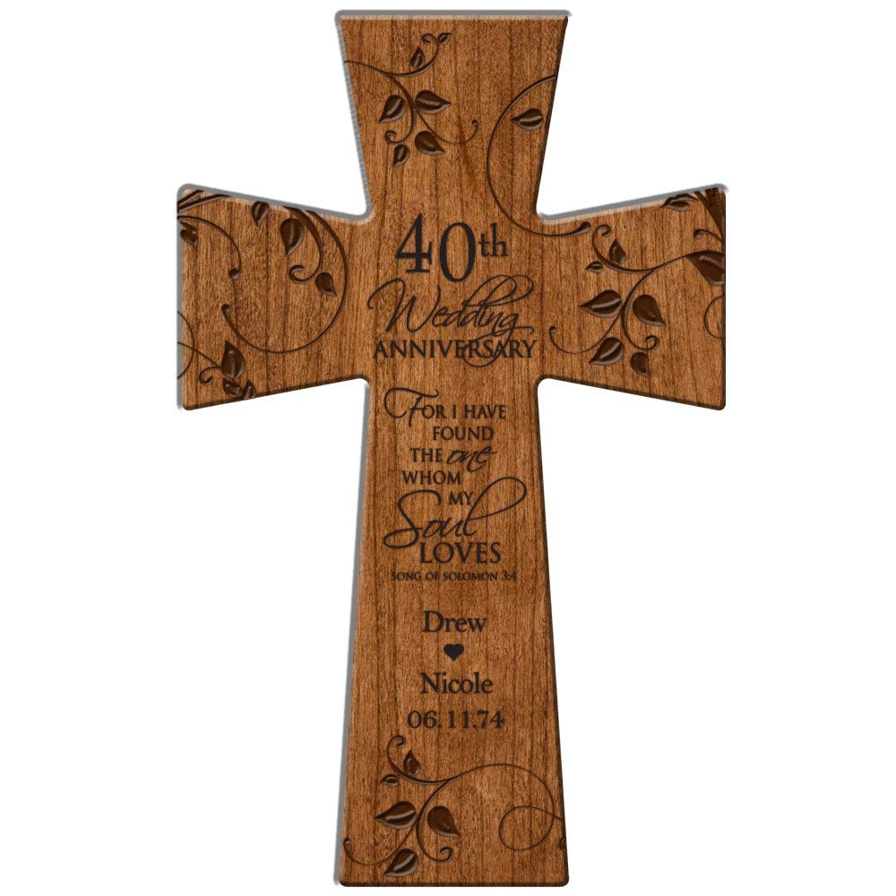 Personalized 40th Anniversary Wall Cross - For I Have Found Whom My Soul Loves - LifeSong Milestones