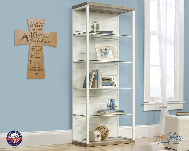 Lifesong Milestones Elegant Personalized Wall Cross - Perfect for 40th Wedding Anniversary