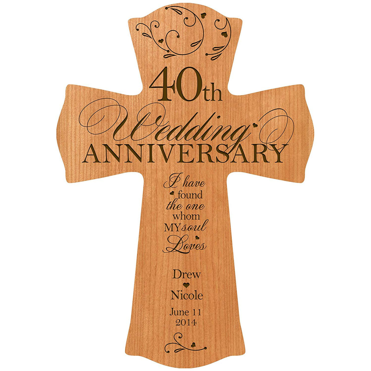 Personalized 40th Wedding Anniversary Engraved Wall Cross - Found The One - LifeSong Milestones