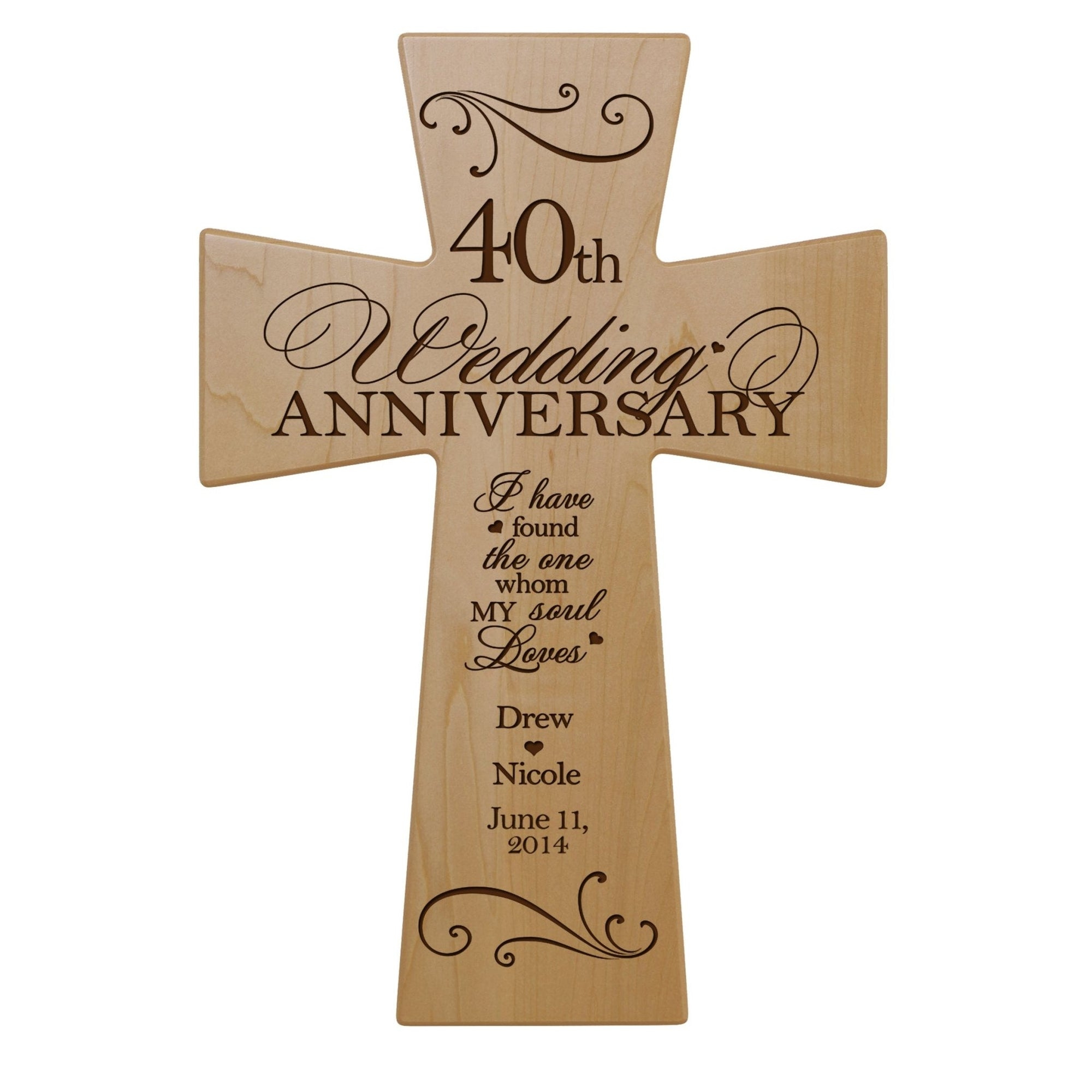 Personalized 40th Wedding Anniversary Engraved Wall Cross - I Have Found - LifeSong Milestones