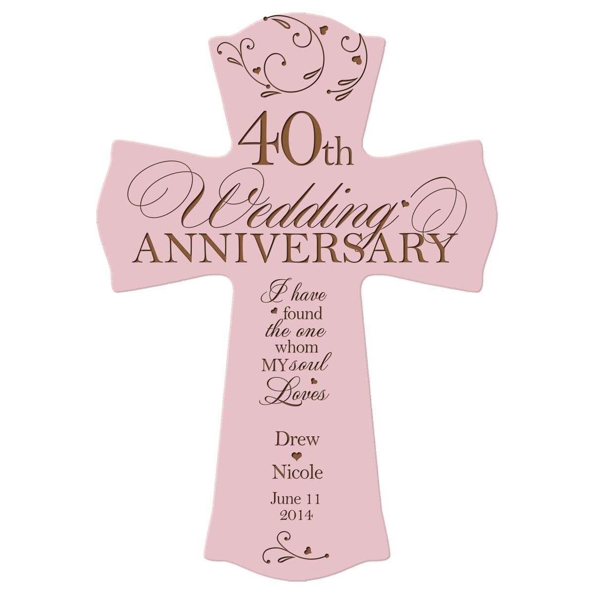 Personalized 40th Wedding Anniversary Engraved Wall Cross - My Soul Loves - LifeSong Milestones