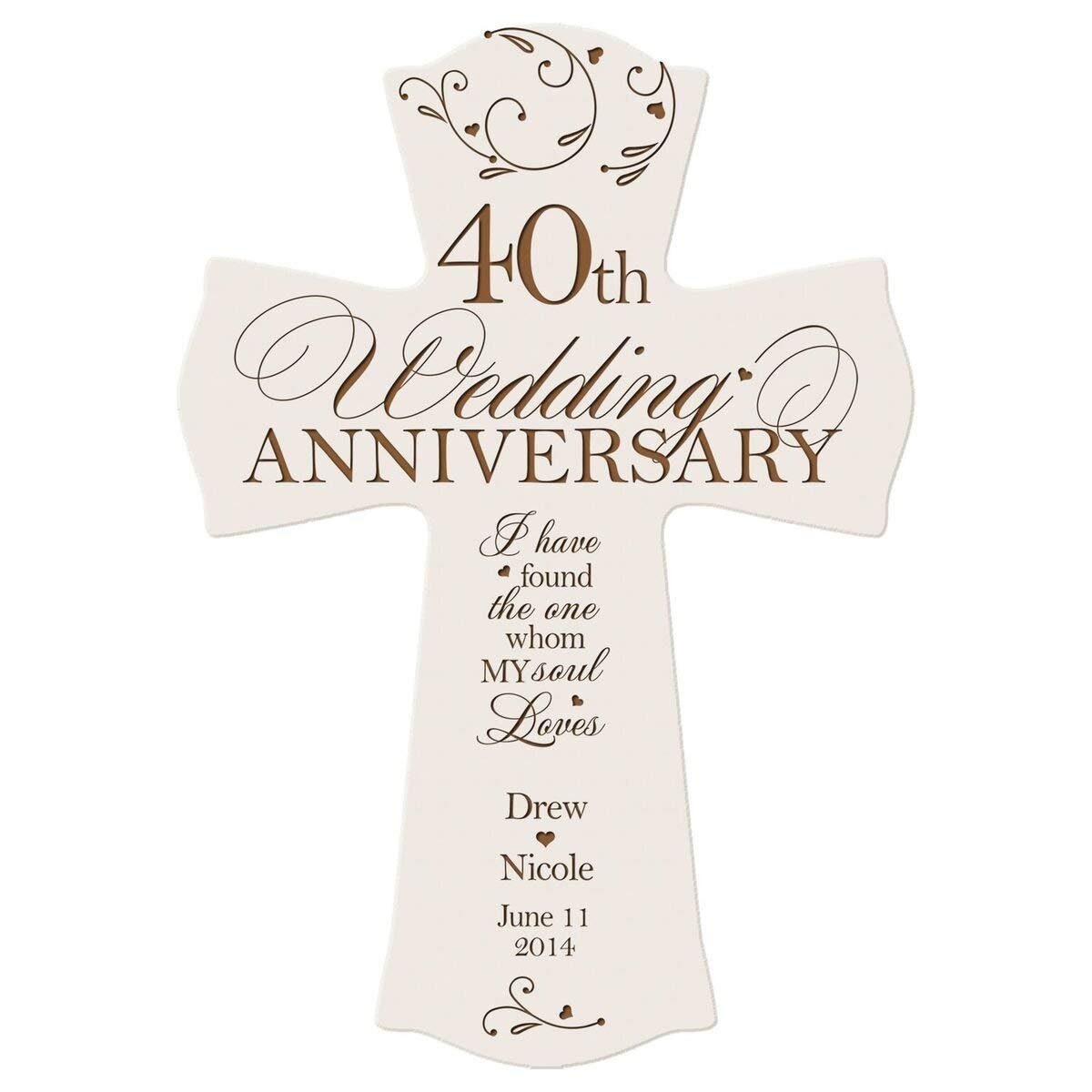 Personalized 40th Wedding Anniversary Engraved Wall Cross - My Soul Loves - LifeSong Milestones
