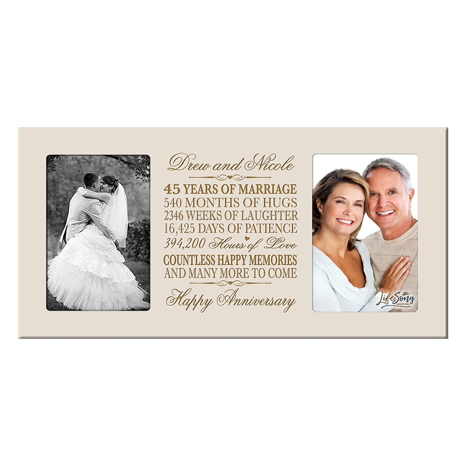 Personalized 45th Anniversary Double Photo Frame - Happy Anniversary - LifeSong Milestones