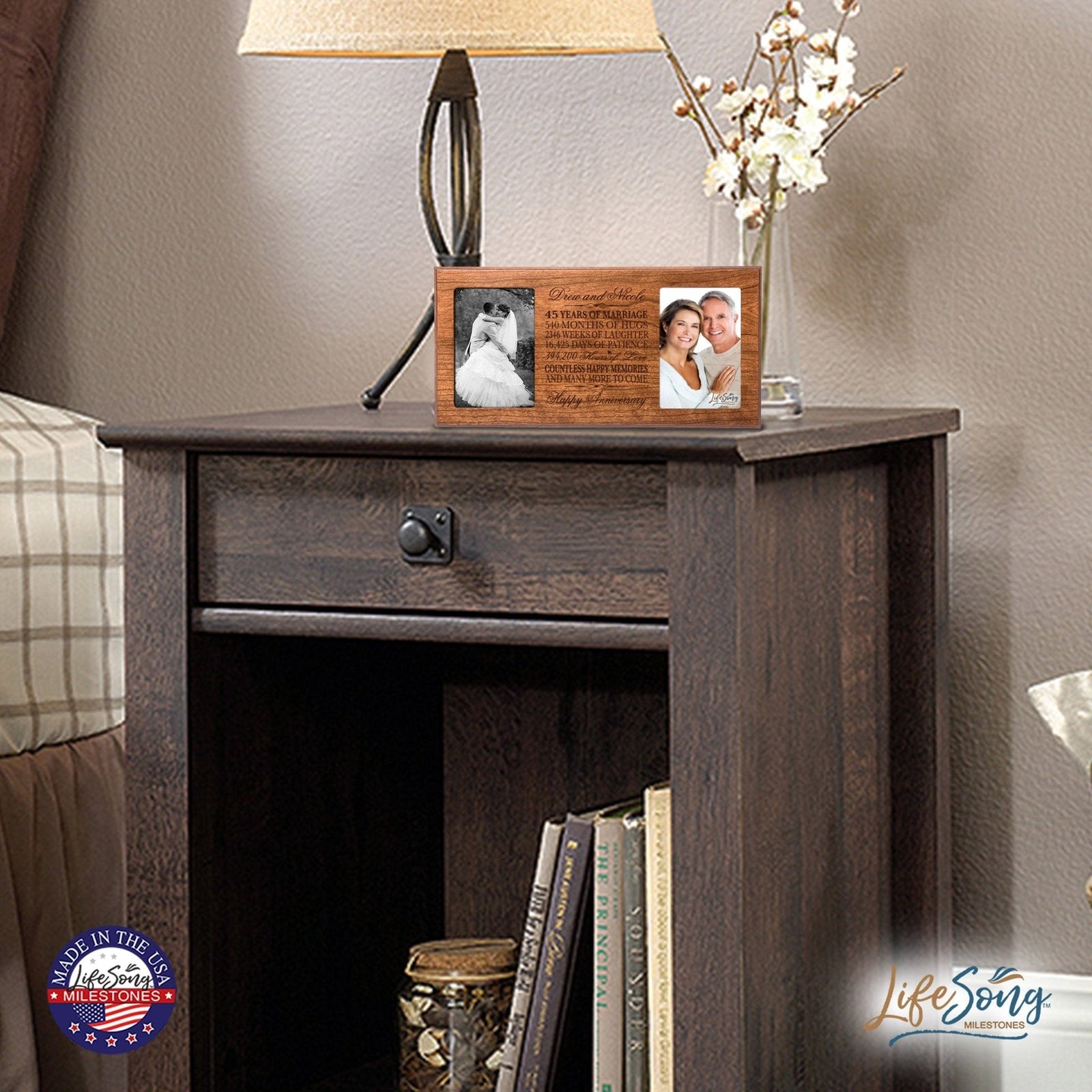 Personalized 45th Anniversary Double Photo Frame - Happy Anniversary - LifeSong Milestones