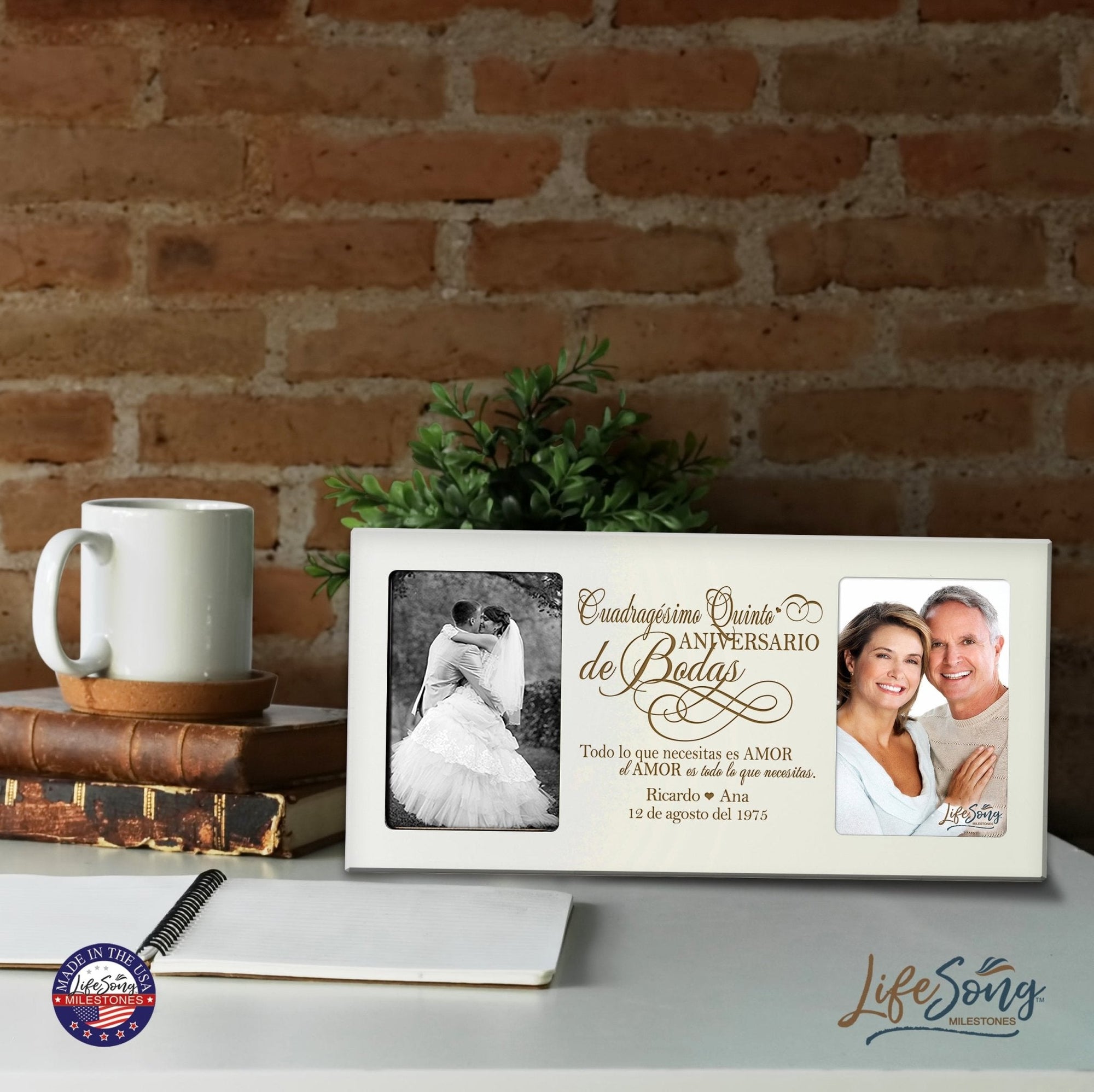 Lifesong Milestones Personalized Couples 45th Wedding Anniversary Spanish Picture Frame Home Decor
