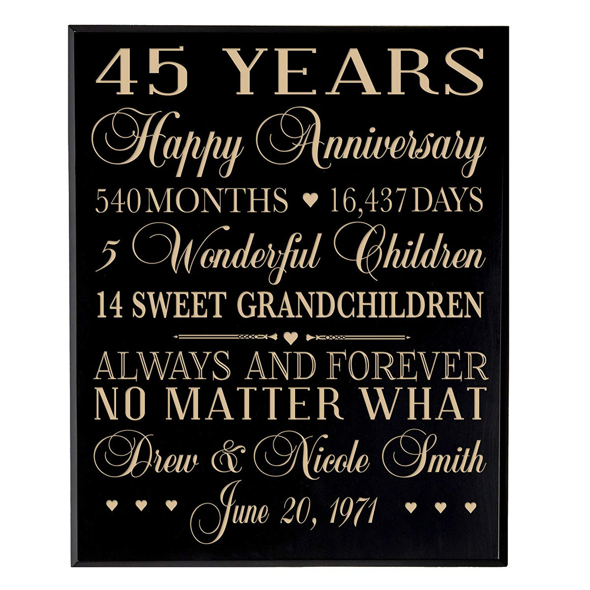 Personalized 45th Anniversary Wall Plaque - Always And Forever - LifeSong Milestones