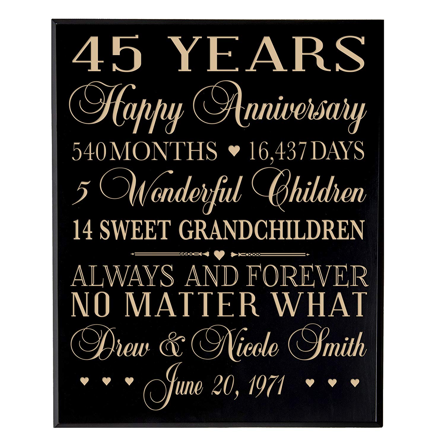 Personalized 45th Anniversary Wall Plaque - Always And Forever - LifeSong Milestones
