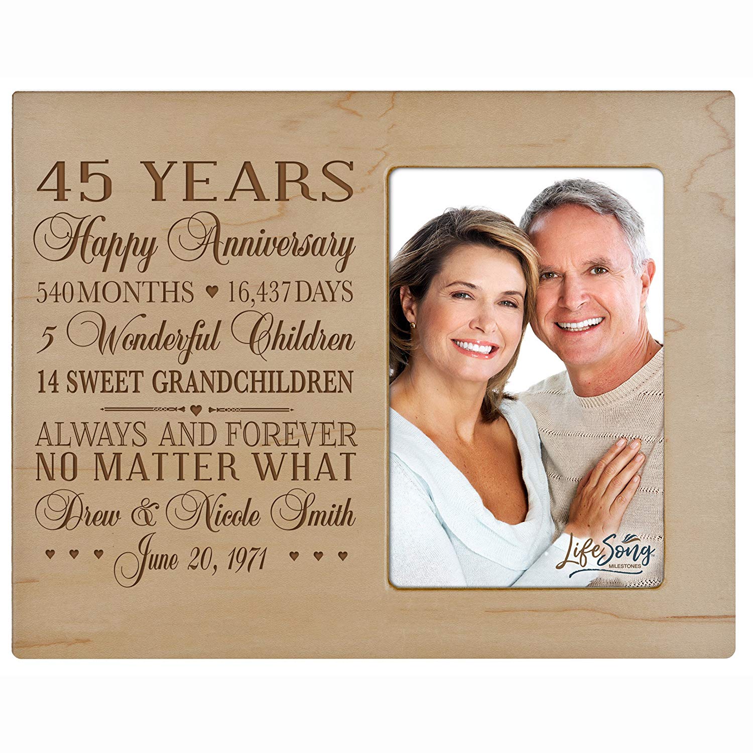 40th Anniversary - 4x6 Inch Wood Picture Frame - Great Anniversary
