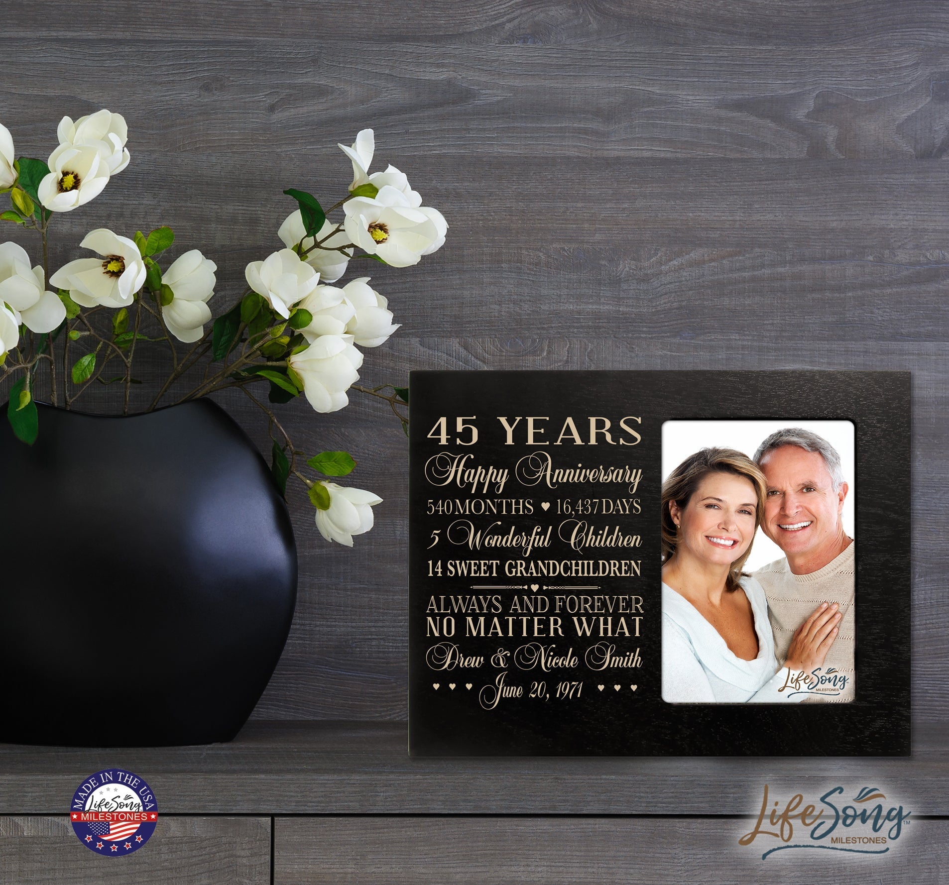 Lifesong Milestones Personalized Unique 45th Wedding Anniversary Picture Frame for Couples