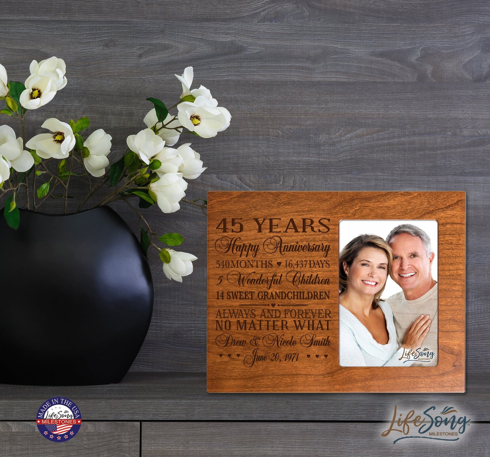 Lifesong Milestones Personalized Unique 45th Wedding Anniversary Picture Frame for Couples