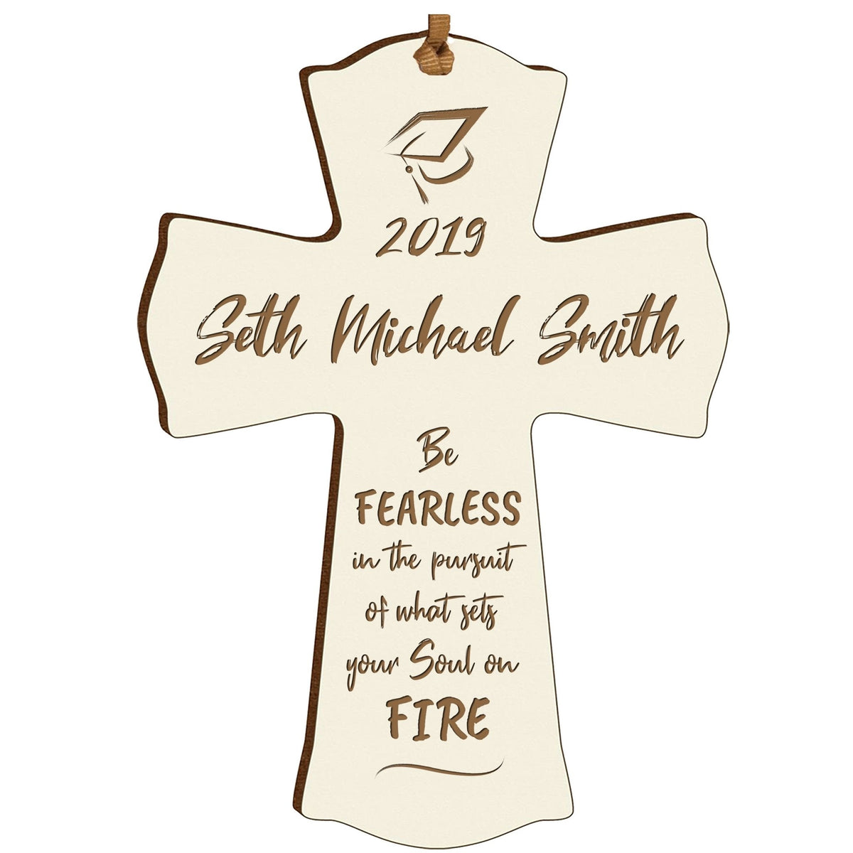 Personalized 4x6 Graduation Cross Gift For Graduate - Be Fearless - LifeSong Milestones