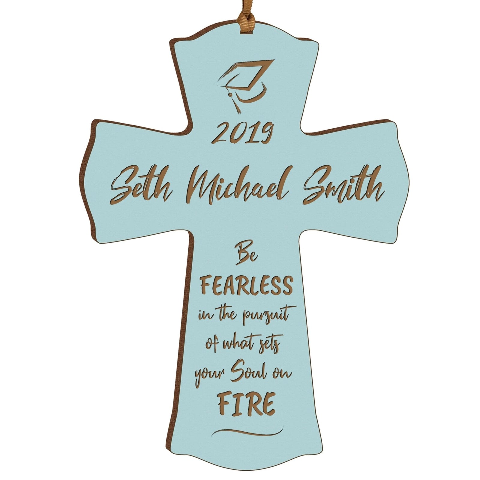 Personalized 4x6 Graduation Cross Gift For Graduate - Be Fearless - LifeSong Milestones
