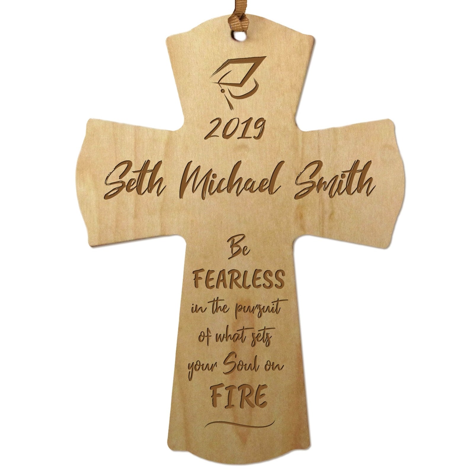 Personalized 4x6 Graduation Cross Gift For Graduate - Be Fearless - LifeSong Milestones