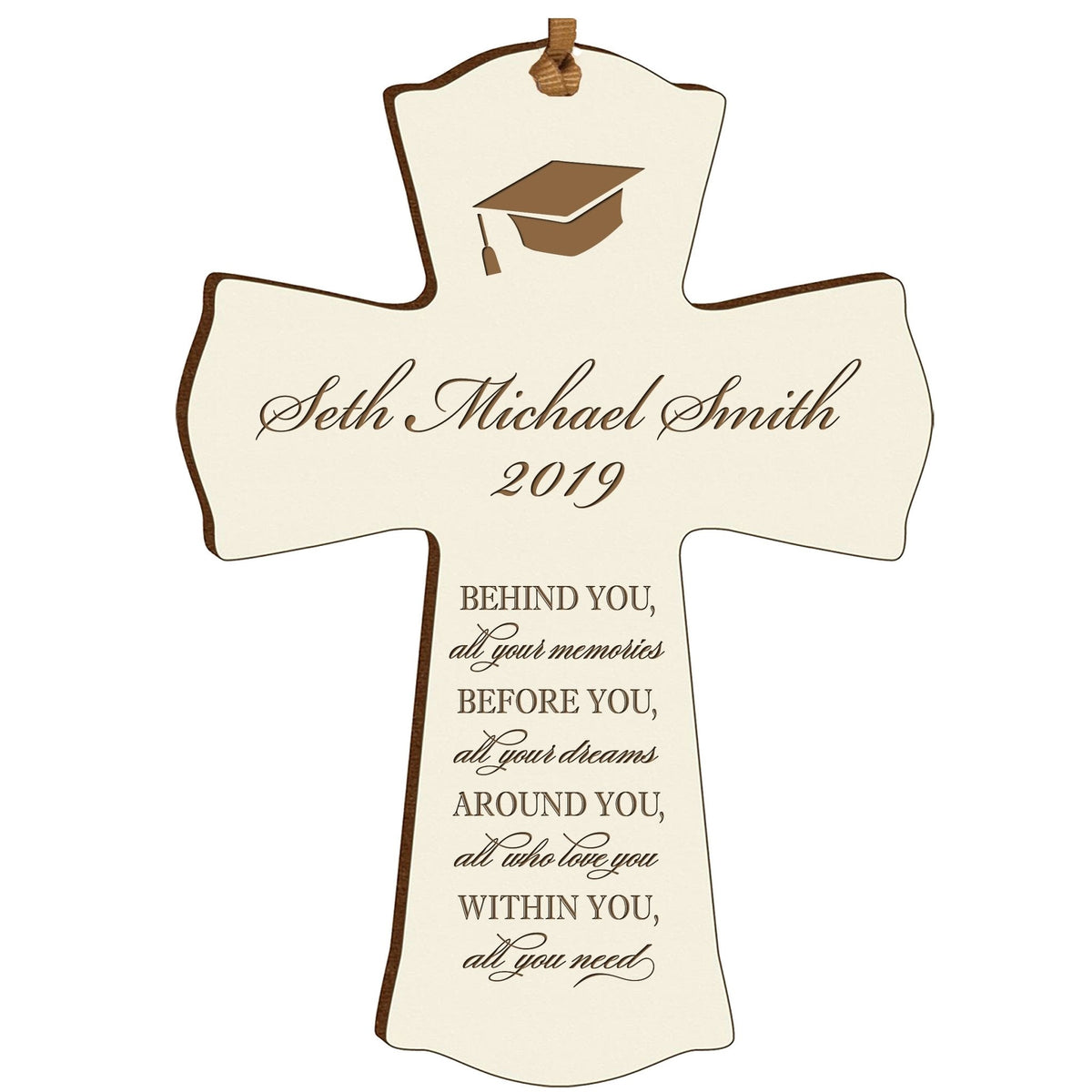 Personalized 4x6 Graduation Cross Gift For Graduate - Behind You - LifeSong Milestones