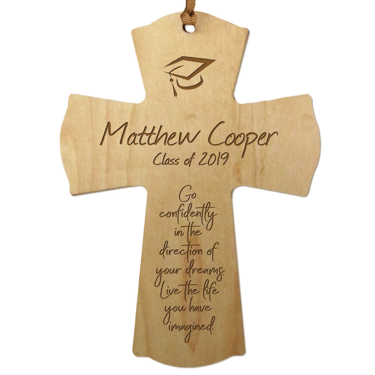 Personalized 4x6 Graduation Cross Gift For Graduate - Go Confidently - LifeSong Milestones