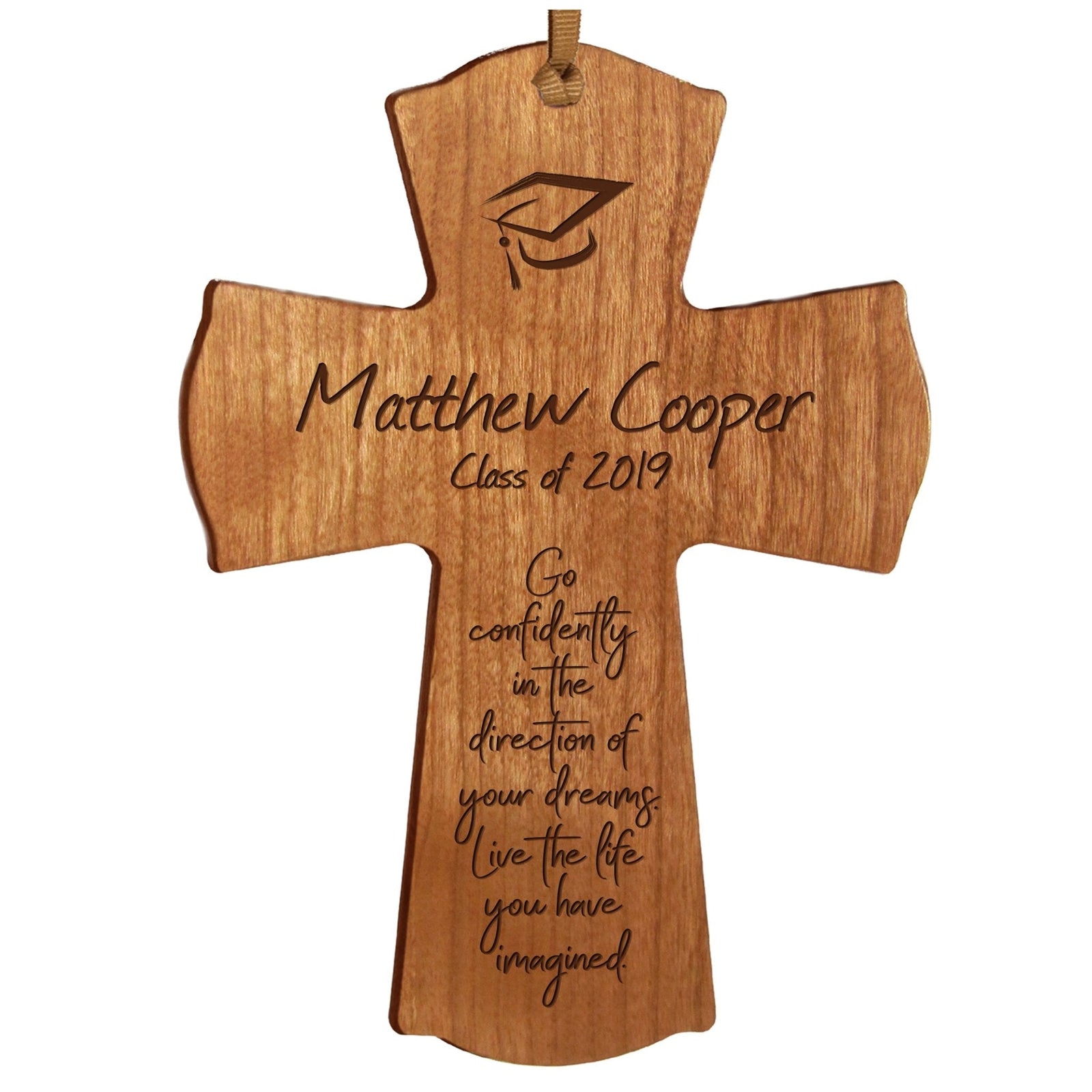Personalized 4x6 Graduation Cross Gift For Graduate - Go Confidently - LifeSong Milestones
