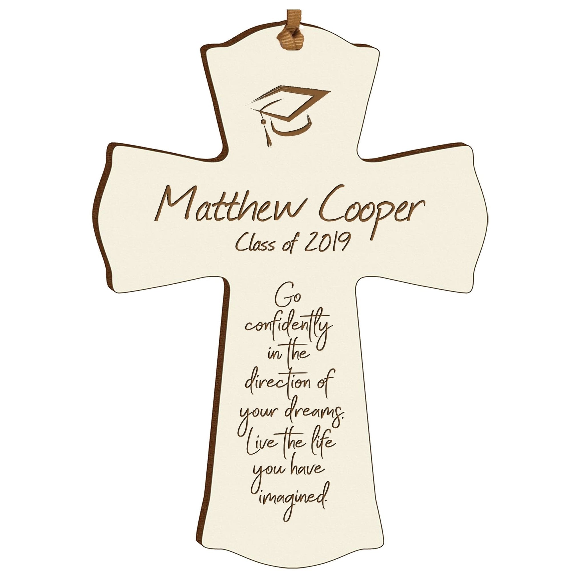Personalized 4x6 Graduation Cross Gift For Graduate - Go Confidently - LifeSong Milestones