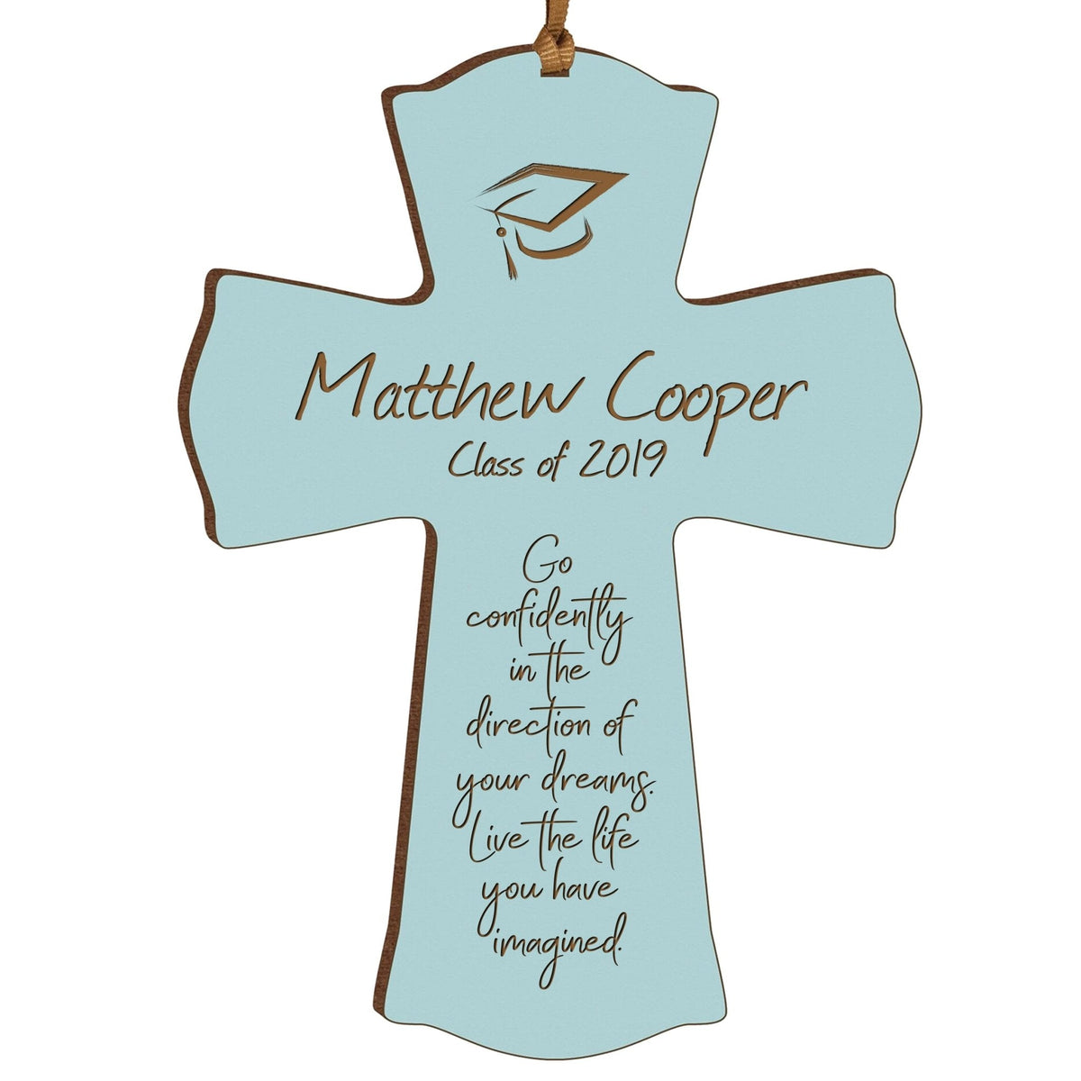 Personalized 4x6 Graduation Cross Gift For Graduate - Go Confidently - LifeSong Milestones