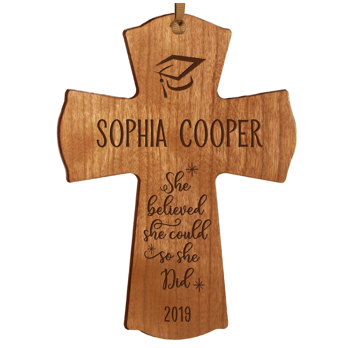 Personalized 4x6 Graduation Cross Gift For Graduate - She Believed - LifeSong Milestones