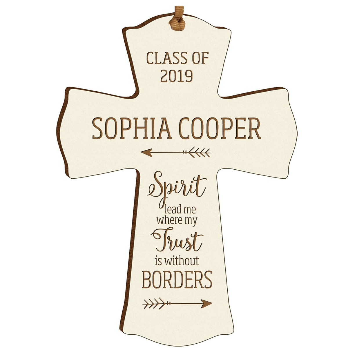 Personalized 4x6 Graduation Cross Gift For Graduate - Spirit Lead Me - LifeSong Milestones